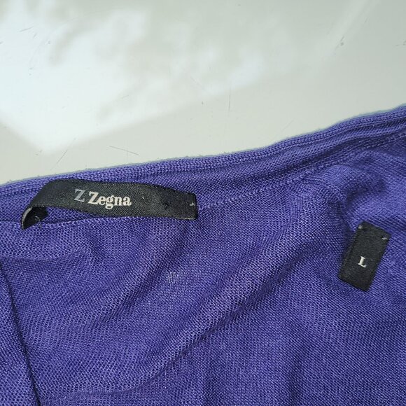 Z Zegna Purple Silk and Cotton Cardigan Sweater Size L - Picture 4 of 5